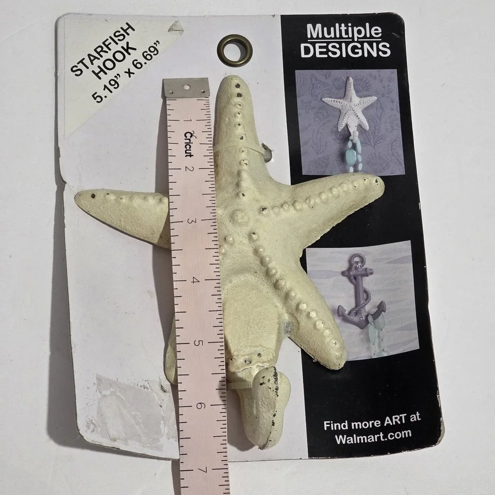 Coastal Nautical  Starfish Wall Hook Cast Iron Heavy Home Decor New